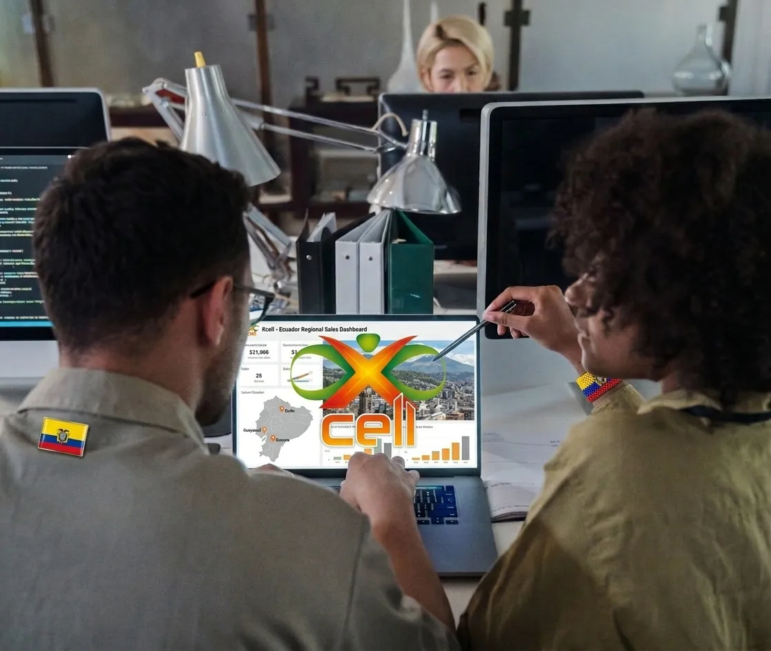 Equipo de Xcellent revisando un dashboard de ventas