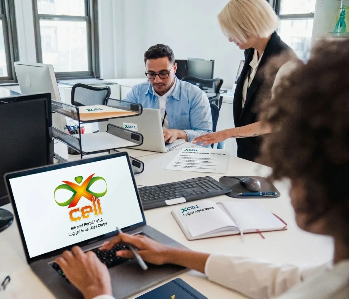 Equipo de Xcellent trabajando en el desarrollo del producto