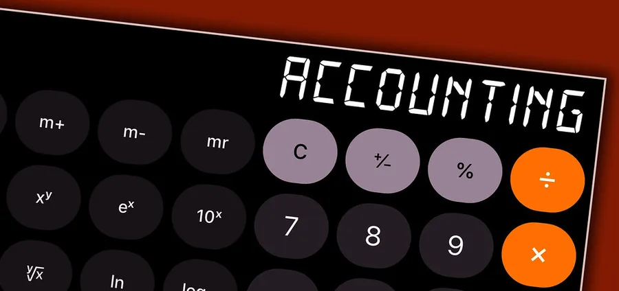Calculadora con pantalla mostrando accounting