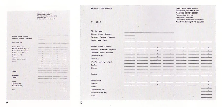 Formulario de factura de hotel impreso